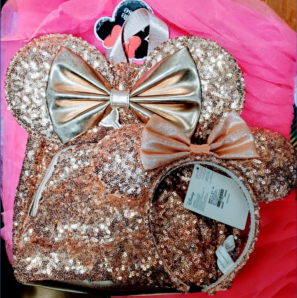 Disney Minnie mouse rose gold sequin backpack